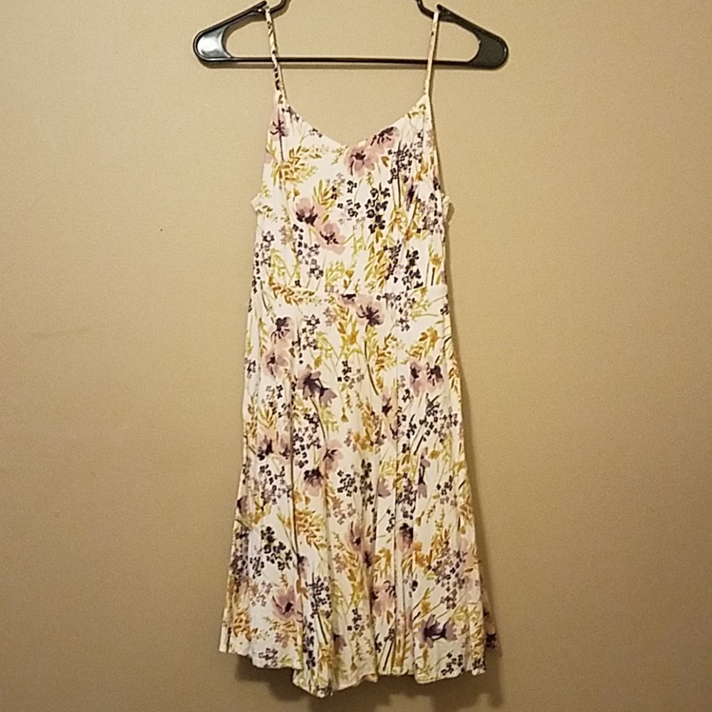 Purple/Pink/Goldish Floral Cami Swing Dress